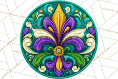 Mardi Gras Symbols Clipart Heraldry Fleur De Lis Crowns PNG Product Image 4