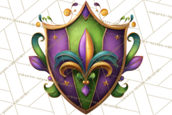 Mardi Gras Symbols Clipart Heraldry Fleur De Lis Crowns PNG Product Image 5