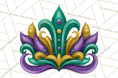 Mardi Gras Symbols Clipart Heraldry Fleur De Lis Crowns PNG Product Image 3