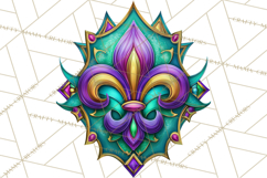 Mardi Gras Symbols Clipart Heraldry Fleur De Lis Crowns PNG Product Image 4