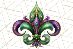 Mardi Gras Symbols Clipart Heraldry Fleur De Lis Crowns PNG Product Image 5