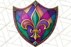 Mardi Gras Symbols Clipart Heraldry Fleur De Lis Crowns PNG Product Image 3