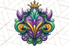 Mardi Gras Symbols Clipart Heraldry Fleur De Lis Crowns PNG Product Image 5