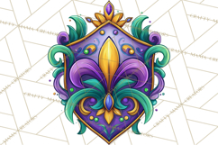 Mardi Gras Symbols Clipart Heraldry Fleur De Lis Crowns PNG Product Image 2