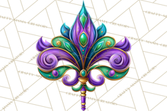 Mardi Gras Symbols Clipart Heraldry Fleur De Lis Crowns PNG Product Image 3