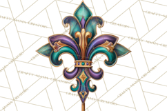 Mardi Gras Symbols Clipart Heraldry Fleur De Lis Crowns PNG Product Image 4