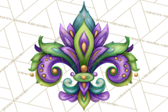 Mardi Gras Symbols Clipart Heraldry Fleur De Lis Crowns PNG Product Image 4