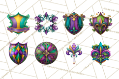 Mardi Gras Symbols Clipart Heraldry Fleur De Lis Crowns PNG Product Image 2