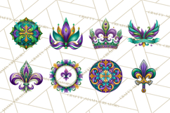 Mardi Gras Symbols Clipart Heraldry Fleur De Lis Crowns PNG Product Image 3