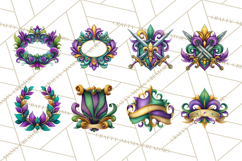Mardi Gras Symbols Clipart Heraldry Fleur De Lis Crowns PNG Product Image 5