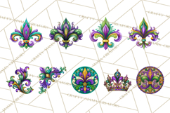 Mardi Gras Symbols Clipart Heraldry Fleur De Lis Crowns PNG Product Image 6