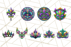 Mardi Gras Symbols Clipart Heraldry Fleur De Lis Crowns PNG Product Image 7