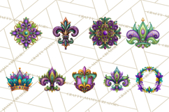 Mardi Gras Symbols Clipart Heraldry Fleur De Lis Crowns PNG Product Image 9