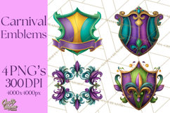 Mardi Gras Symbols Clipart Heraldry Fleur De Lis Crowns PNG Product Image 1