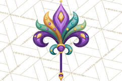 Mardi Gras Symbols Clipart Heraldry Fleur De Lis Crowns PNG Product Image 4