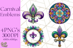 Mardi Gras Symbols Clipart Heraldry Fleur De Lis Crowns PNG Product Image 1