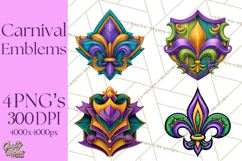 Mardi Gras Symbols Clipart Heraldry Fleur De Lis Crowns PNG Product Image 1