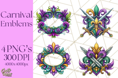 Mardi Gras Symbols Clipart Heraldry Fleur De Lis Crowns PNG Product Image 1
