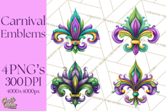 Mardi Gras Symbols Clipart Heraldry Fleur De Lis Crowns PNG Product Image 1