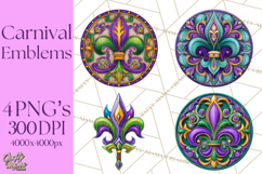 Mardi Gras Symbols Clipart Heraldry Fleur De Lis Crowns PNG Product Image 1