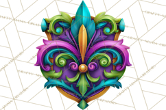Mardi Gras Symbols Clipart Heraldry Fleur De Lis Crowns PNG Product Image 5