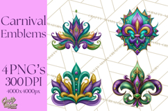 Mardi Gras Symbols Clipart Heraldry Fleur De Lis Crowns PNG Product Image 1