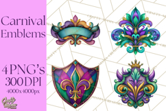 Mardi Gras Symbols Clipart Heraldry Fleur De Lis Crowns PNG Product Image 1