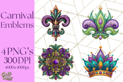 Mardi Gras Symbols Clipart Heraldry Fleur De Lis Crowns PNG Product Image 1