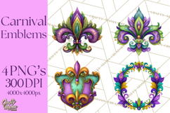 Mardi Gras Symbols Clipart Heraldry Fleur De Lis Crowns PNG Product Image 1