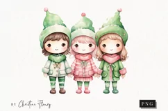 Pastel Watercolor Carolers Clipart | Christmas Clipart Product Image 1