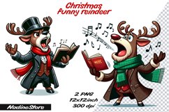 Funny Christmas reindeer Sublimation PNG. Product Image 1