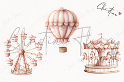 Watercolor Pink Carousel Clipart Product Image 3