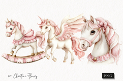Watercolor Pink Carousel Clipart Product Image 1