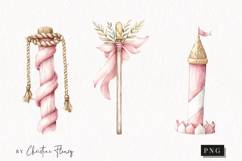 Watercolor Pink Carousel Clipart Product Image 1