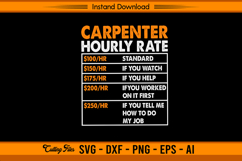 Funny Carpenter Hourly Rate Sign SVG Product Image 1