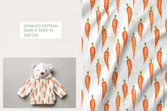Hand-Drawn Watercolor Style Carrot Seamless Pattern Product Image 2
