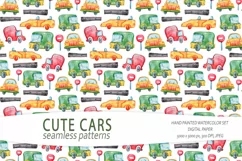 Cute cars seamless pattern / Digital paper -1 JPEG file Product Image 1