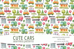 Cute cars seamless pattern / Digital paper -1 JPEG file Product Image 1