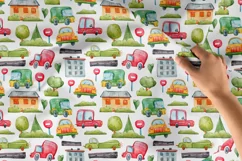 Cute cars seamless pattern / Digital paper -1 JPEG file Product Image 2