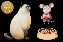 Siamese Cat & Mouse Clipart - 4 PNG Files Product Image 2