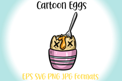 Cartoon Boiled Egg Character Illustration Breakfast SVG PNG Product Image 1