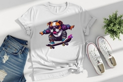 Cool cartoon bulldog skateboarding t-shirt design. Perfect for print on demand, streetwear brands, kids and teens apparel. High quality PNG with transparent background 1