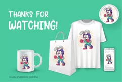 Cartoon Bunny Boxer. T-Shirt, PNG, SVG. Product Image 3
