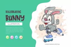 Cartoon Bunny Rollerblading. T-Shirt, PNG, SVG. Product Image 1