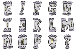 Cartoon Castle Font History Medieval Building Lettering ABC Product Image 3