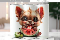 Baby Dog with Watermelon|Animal Tumbler Sublimation Product Image 1