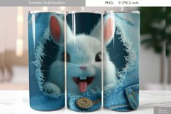 White Bunny is Looking through Ripped Jeans|Tumbler Design Product Image 1