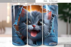 Gray Cat is Looking through Ripped Jeans|Tumbler Design Product Image 1
