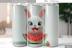 White Bunny with Watermelon|Animal Tumbler Sublimation Product Image 1