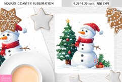 Cute Happy Snowman|Christmas Square Coaster Sublimation Product Image 1